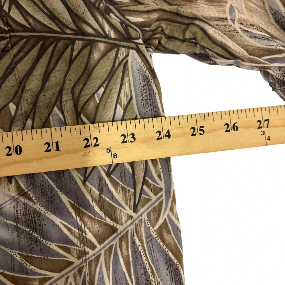 Tori Richard Aloha Shirt Mens XL Brown Palm Leaf Cotton Lawn Made‎ in Hawaii